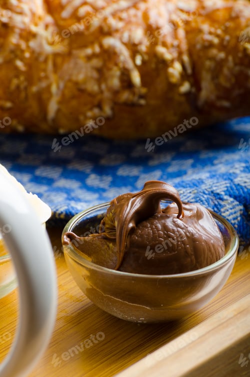 Preview: Breakfast in bed on wood tray