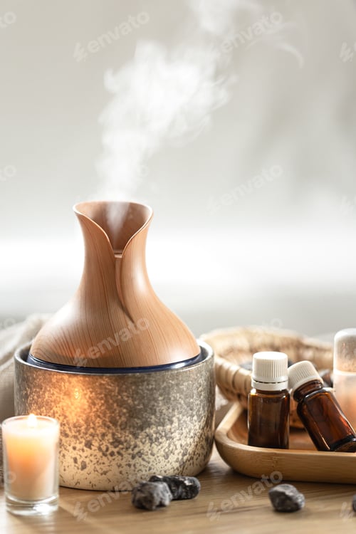 Preview: Spa composition with air humidifier and aroma oils.