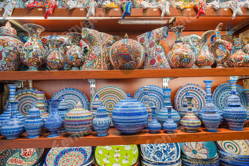 Preview: Colorful ceramic plates and jugs