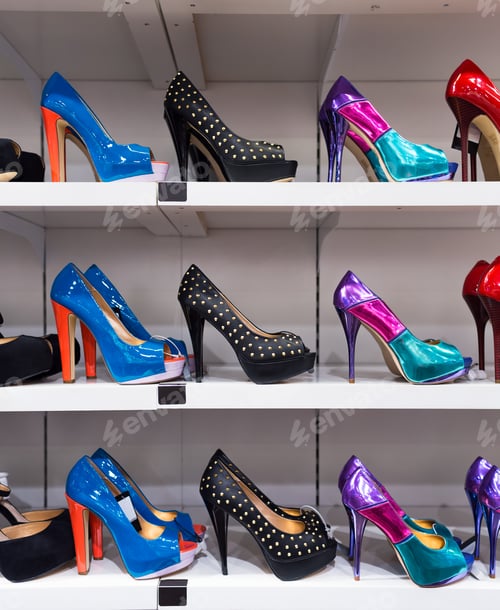 Preview: Colorful High Heel Shoes on Display in Store