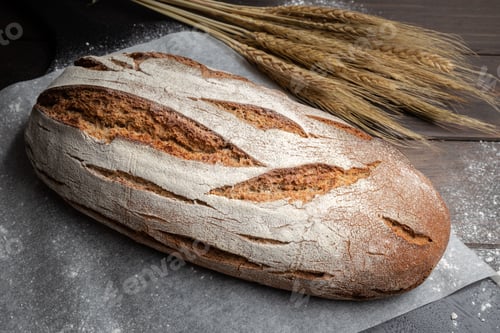 Preview: Traditional rye bread on table
