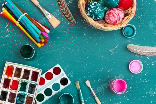 Preview: process of painting Easter eggs. Preparing for Easter