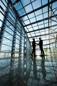 Preview: Business Professionals Shaking Hands in a Glass Building