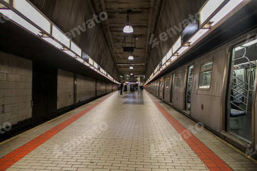 Preview: Empty train station, transportation, travel, train platform, city, urban, floor