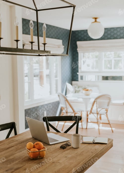 Preview: Laptop on a dining room table