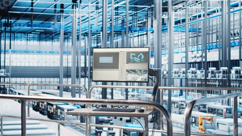 Preview: Tracking software displayed on monitor in industry 4.0 industrial plant