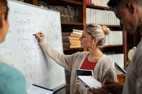 Preview: College student solving math on whiteboard