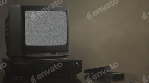 Preview: TV with noise. TV test card. Retro hardware 1980. Glitch art show static error, broken transmission