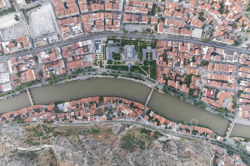 Preview: Old Ottoman houses view by the Yesilirmak River in Amasya City