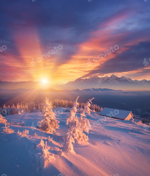 Preview: Winter dawn in the mountain village