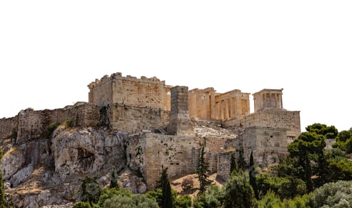 Preview: Acropolis propylaea gate isolated on white transparent background, Athens, Greece.