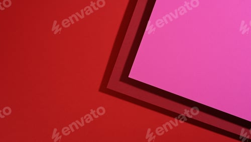 Preview: Modern pink-red background with sheets of paper with shadow. Template for business