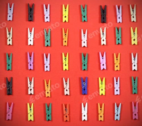 Preview: Clothespins Bright Little Different Color Lie On The Table