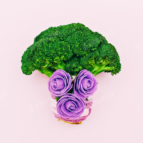 Preview: Broccoli cabbage and flowers. Love Raw minimal art