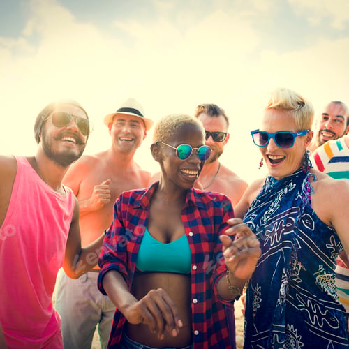 Preview: Diverse Young People Fun Beach Concept