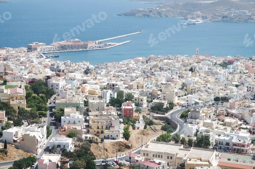 Preview: The bustling port of Ermoupoli, Syros, the beautiful Greek islands.