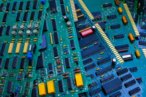 Preview: Electronic circuit board ( PCB ) components detail and An integrated circuit ( ic )