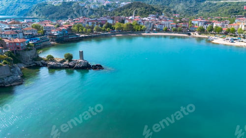 Preview: Aerial view of Amasra district of Bartın province of Turkey via drone.