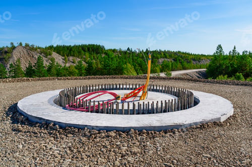 Preview: Concrete Foundation for Electric Wind Turbine: Low Emission Goals, Eco-Friendly, Energy of Nature
