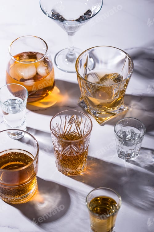 Preview: Assortment of various strong alcohol drinks