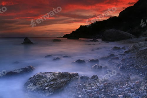 Preview: Sunset over the sea bay