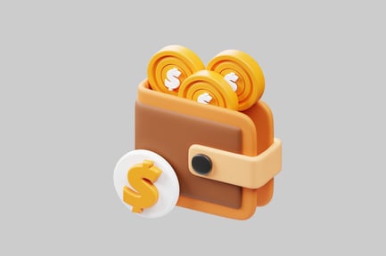 Preview: Cartoon wallet with dollar coins