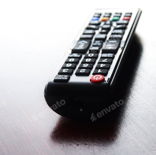 Preview: Close up of remote control for television.