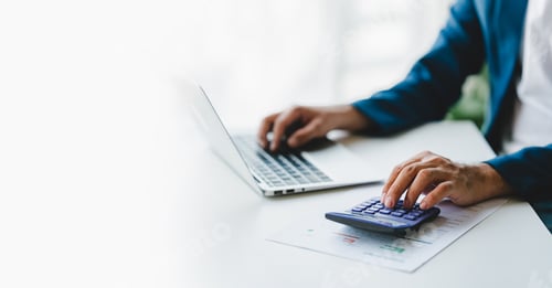 Preview: Close-up of business people working on taxes, financial accounting calculations, brokerage, copy spa
