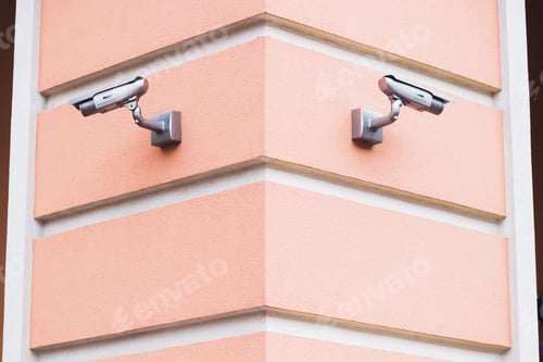 Preview: Street camera surveillance at the corner of the house. Symmetrically pointing