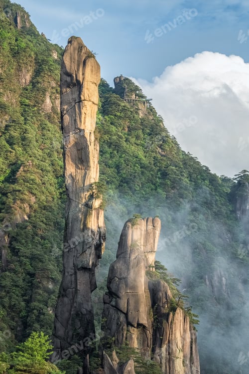 Preview: giant granite pillars in sanqing mountain scenic spot