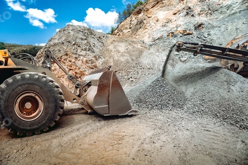 Preview: Mining industry. Industrial vehicles on construction site