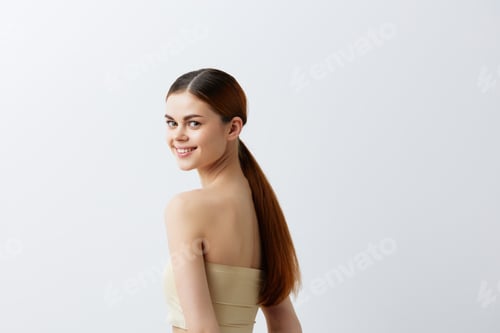 Preview: portrait woman bare shoulders pure skin glamor close-up Lifestyle