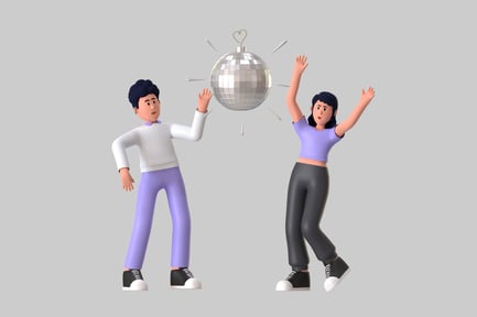 Preview: Disco dancing couple cartoon character