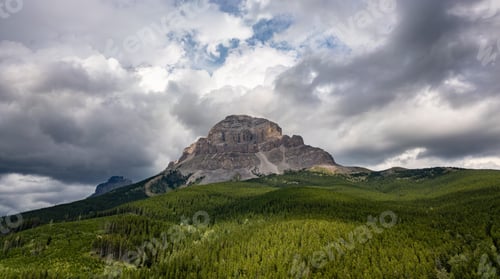 Preview: Canadian rocky Mountains nature background. Cloudy Summer day.