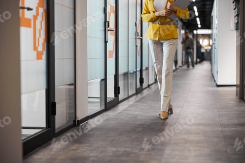 Preview: Close up of woman standing near conference hall