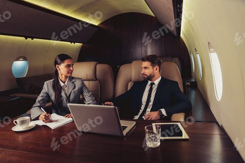 Preview: Business team on private jet