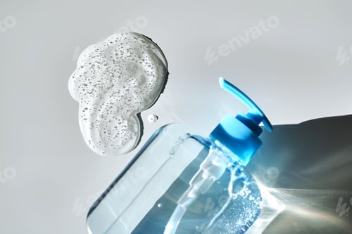 Preview: The texture of hand washing gel or dish washing gel on a white background.
