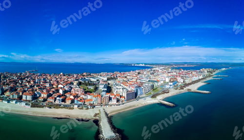Preview: Panoramic view from a height above the town of Pomorie the Black Sea in Bulgaria