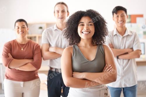 Preview: Diversity, team and pride with collaboration teamwork and support in startup marketing office toget