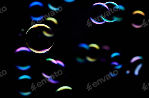 Preview: A colorful light reflection on the bubble in the dark