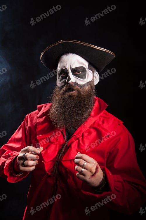 Preview: Man with long beard dressed up like mediaval pirate