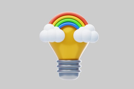 Preview: Lightbulb rainbow cloud illustration