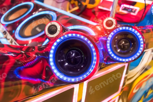 Preview: Colorful Lights Of Stereo And Speakers In Car In The Night