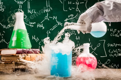 Preview: Dynamic chemical tests in old school laboratory