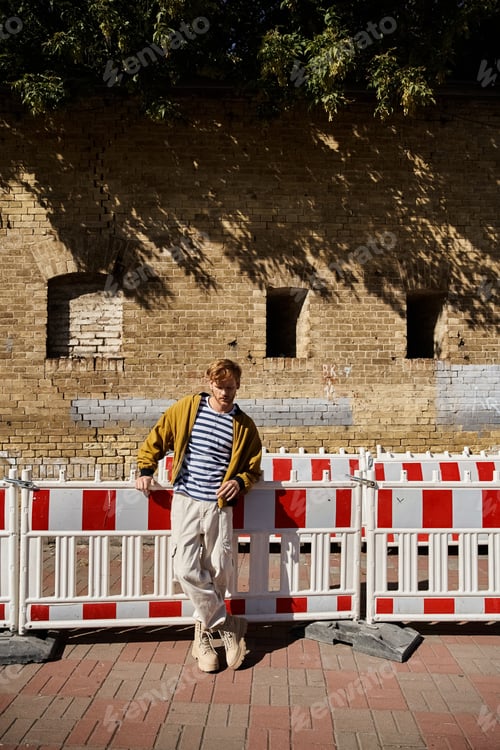 Preview: Red-Haired Gentleman by the White and Red Fence