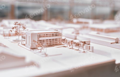Preview: The detail is mind blowing. Closeup shot of an architectural model in an empty office.