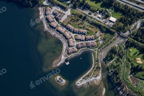 Preview: Aerial view on the houses on a shore