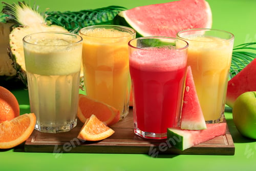 Preview: Orange, Water Melon, Pinapple, and Apple Juice.