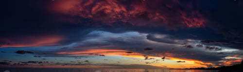 Preview: Dramatic Panoramic View of a cloudscape during a dark and colorful sunset