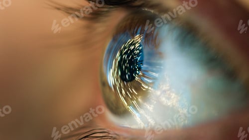 Preview: christmas lights reflected in the eye